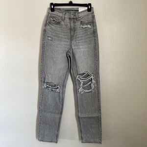 AMERICAN EAGLE High Rise 90s Boyfriend Straight Leg Jeans, Haze Grey- Size 0 Reg